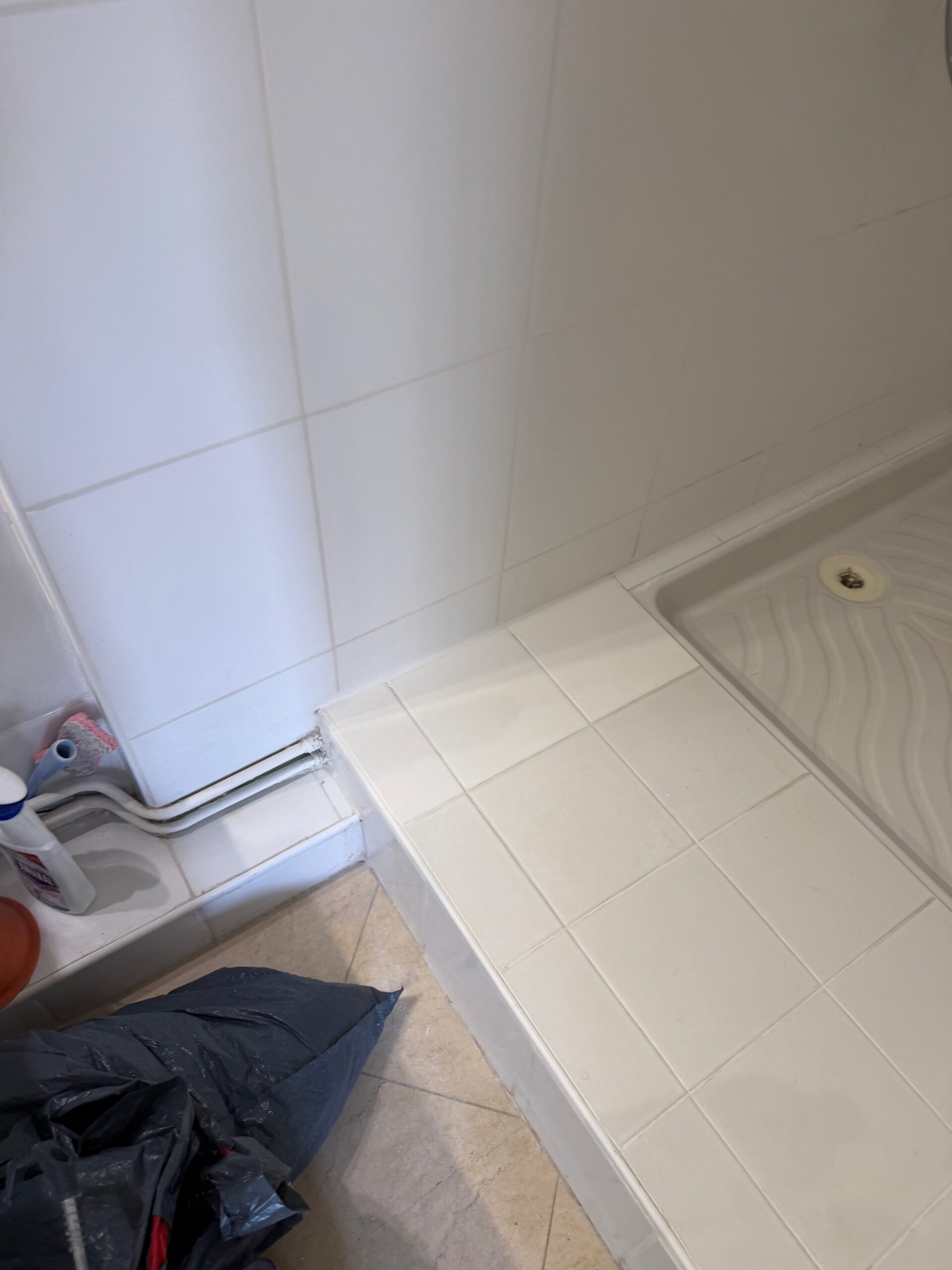 Douche après réfection des joints de carrelage et du joint silicone du bac