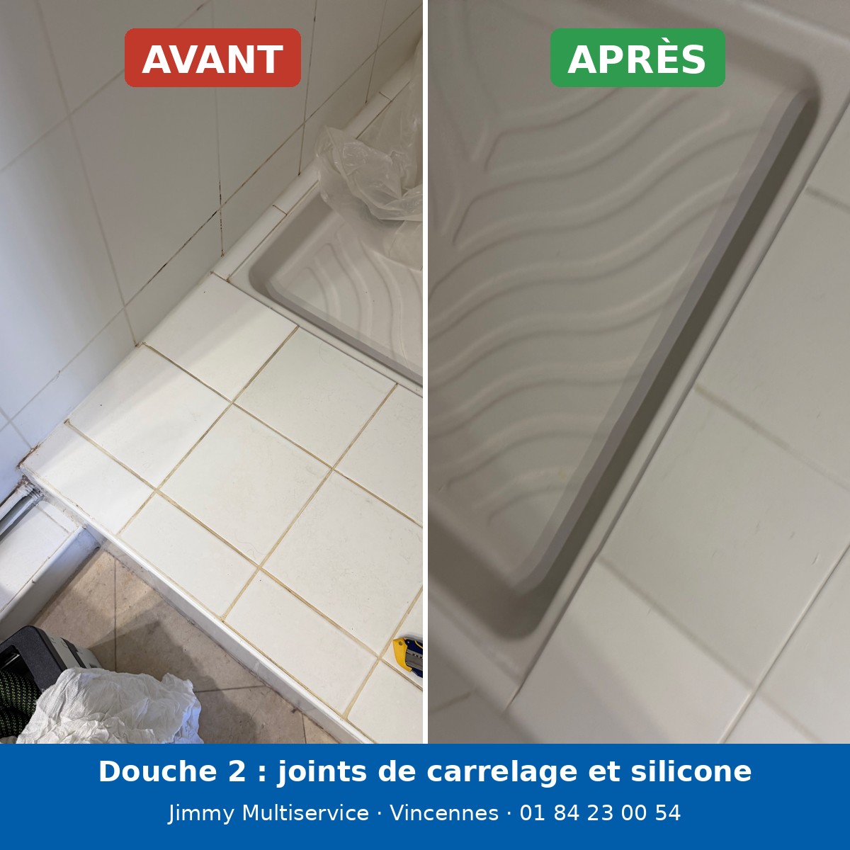 Réfection des joints de carrelage et des joints silicone d'une douche